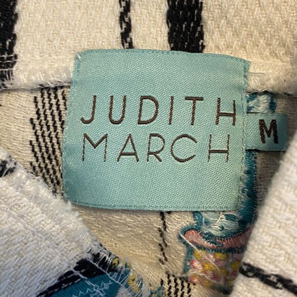 Judith March Women's Embroidered Off The Shoulder Cactus Striped Blouse Medium - Picture 5 of 8